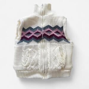Vintage Fair Isle Vest Cable Knit Nordic Cozy, Sherpa